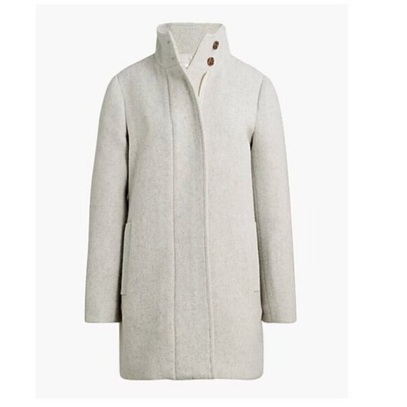 J.Crew Womens $298 Button Neck City Coat Hthr Dusk GraySize 0 BU261